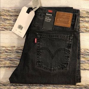 Levi Wedgie Black Denim High Rise Jeans
